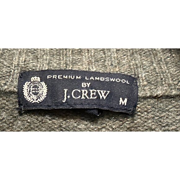 J.Crew Lambswool Sage Argyle 1/4 Zip Sweater Preppy Pullover Size Med - Picture 4 of 9